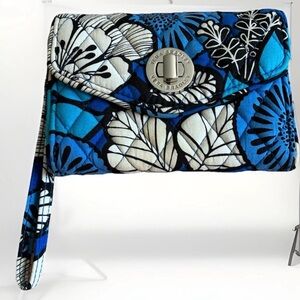 Vera Bradley Blue, White & Black Floral Wristlet